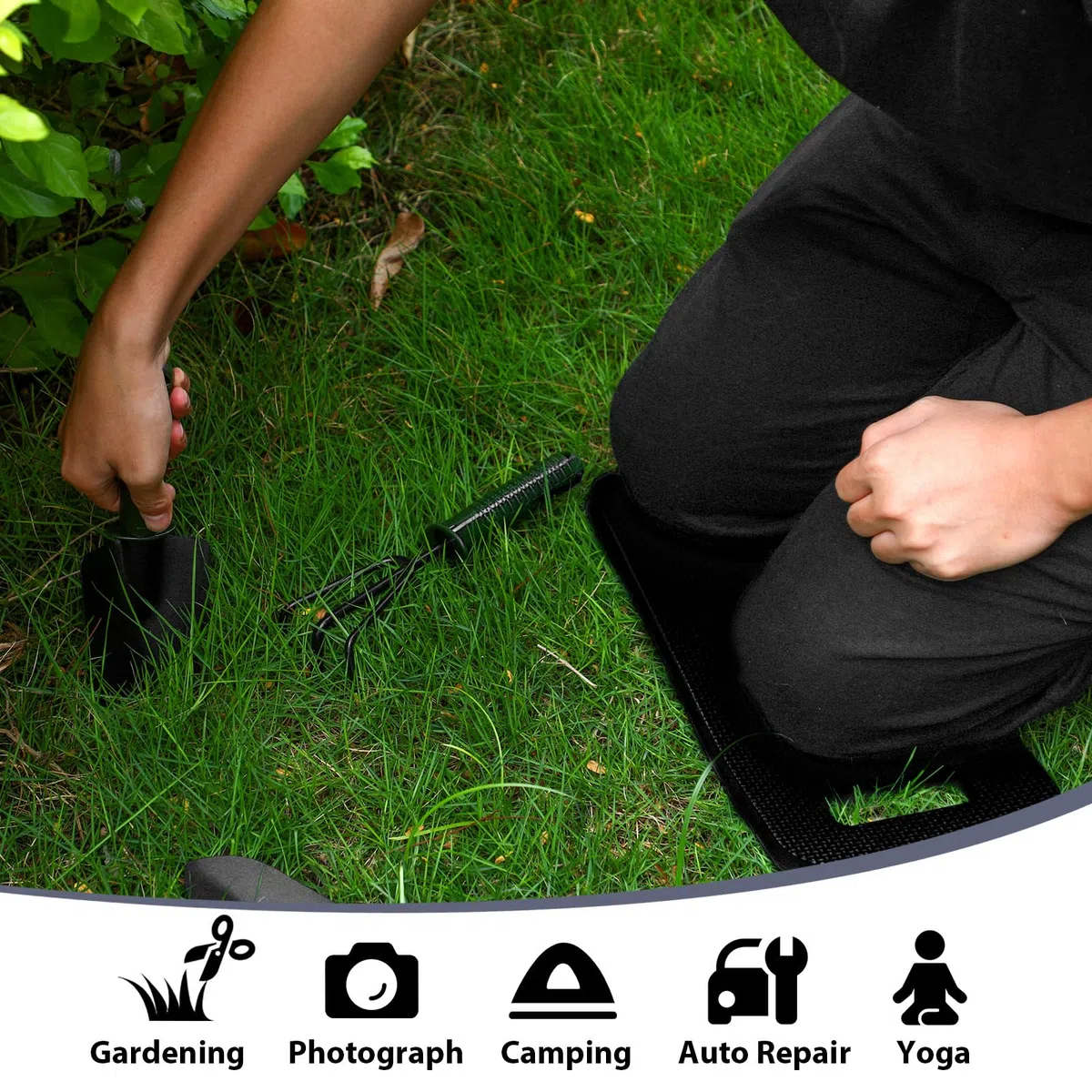 Riakrum 20 ginocchiere da giardino in schiuma spessa, impermeabili, per inginocchiarsi, multifunzione, per pregare, giardinaggio, bagnetto, yoga, 39 x 17 cm, colore: nero