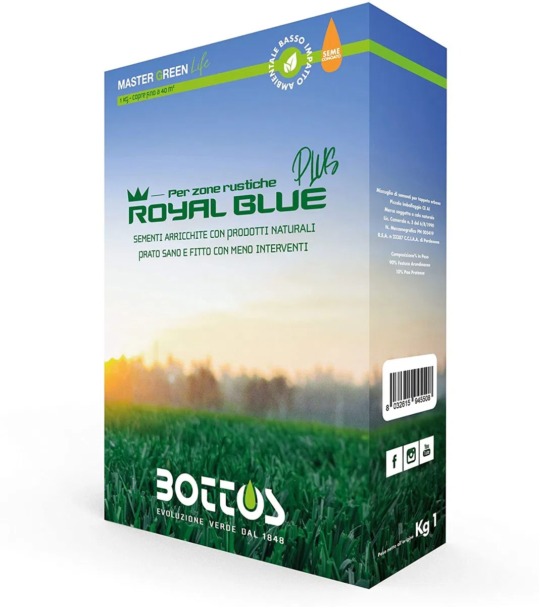 Royal Blue PLus, Sementi per tappeto erboso ideale per zone rustiche 1Kg