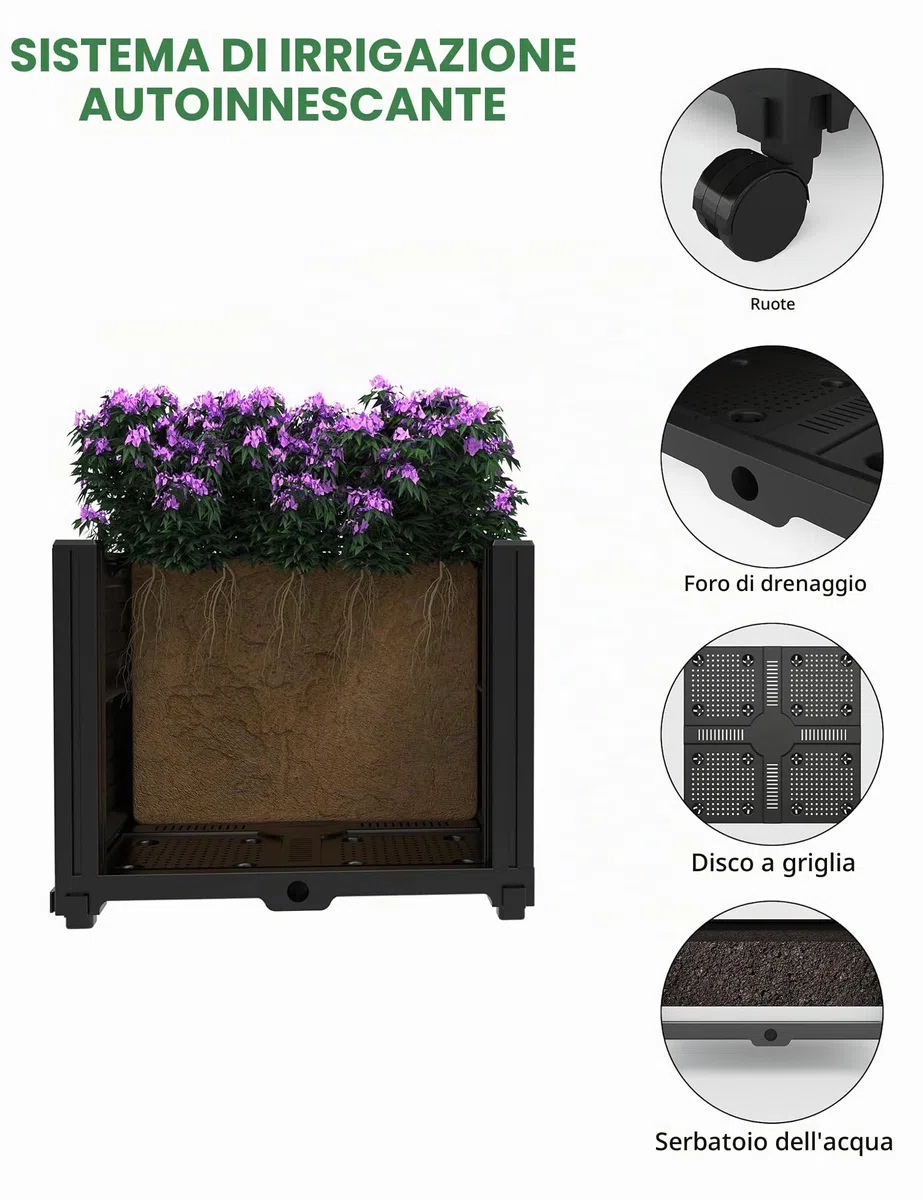 Garvee Arco da Giardino con Fioriera e Ruote Bloccabili, Altezza 2.4m Traliccio per Piante Rampicanti in Metallo, Supporto per Rose Edera Matrimoni Decorazione Esterna, PP Resistente UV