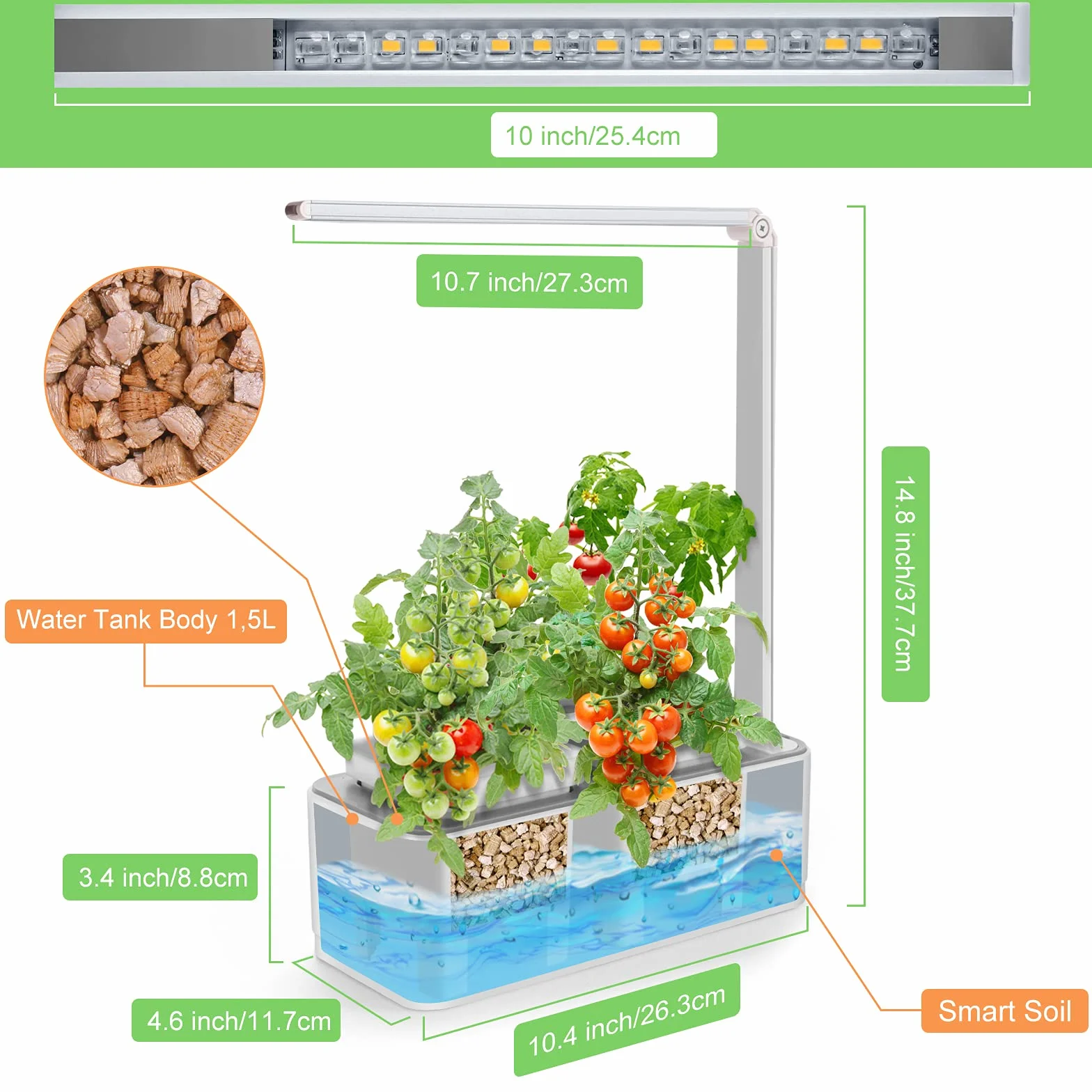Clizia Smart Garden - serra idroponica per piante, vaso intelligente, grow box - Orto da interno 100% Bio - Coltiva le erbe aromatiche- timer automatico, luce Led inclusa (Bianco)