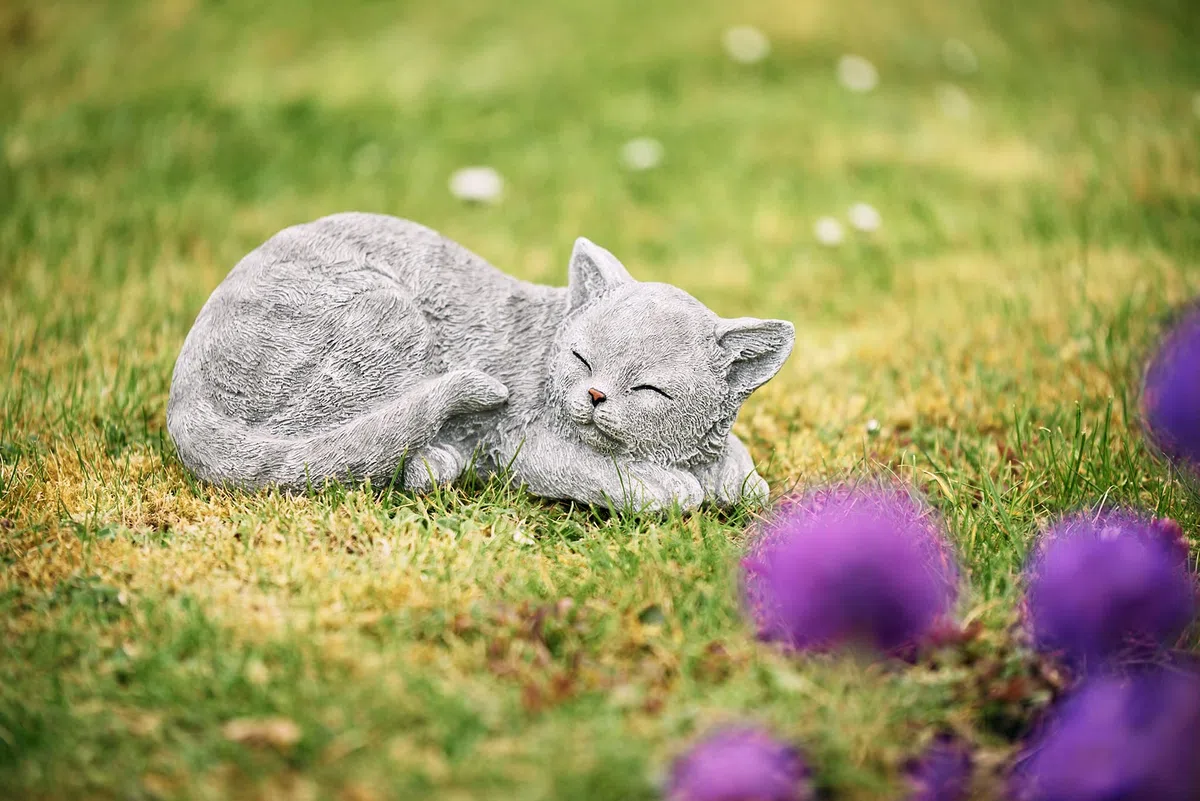 stoneandstyle Statua in pietra, Gatto in pietra, fatto a mano, resistente al gelo