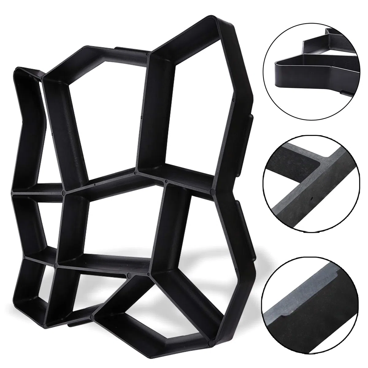 2 stampi per pavimentazione fai da te, in plastica, colore nero, per pavimentazione, per uso esterno, solidi e stabili, 43 x 43 x 4 cm