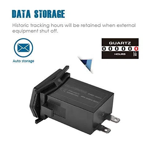 Contaore al quarzo, AC/DC da 8 V a 80 V, Ore totali accumulate per la manutenzione, Memorizzazione dati per trattorino tosaerba Compressore d'aria per camper. (AC/DC 8V-80V)