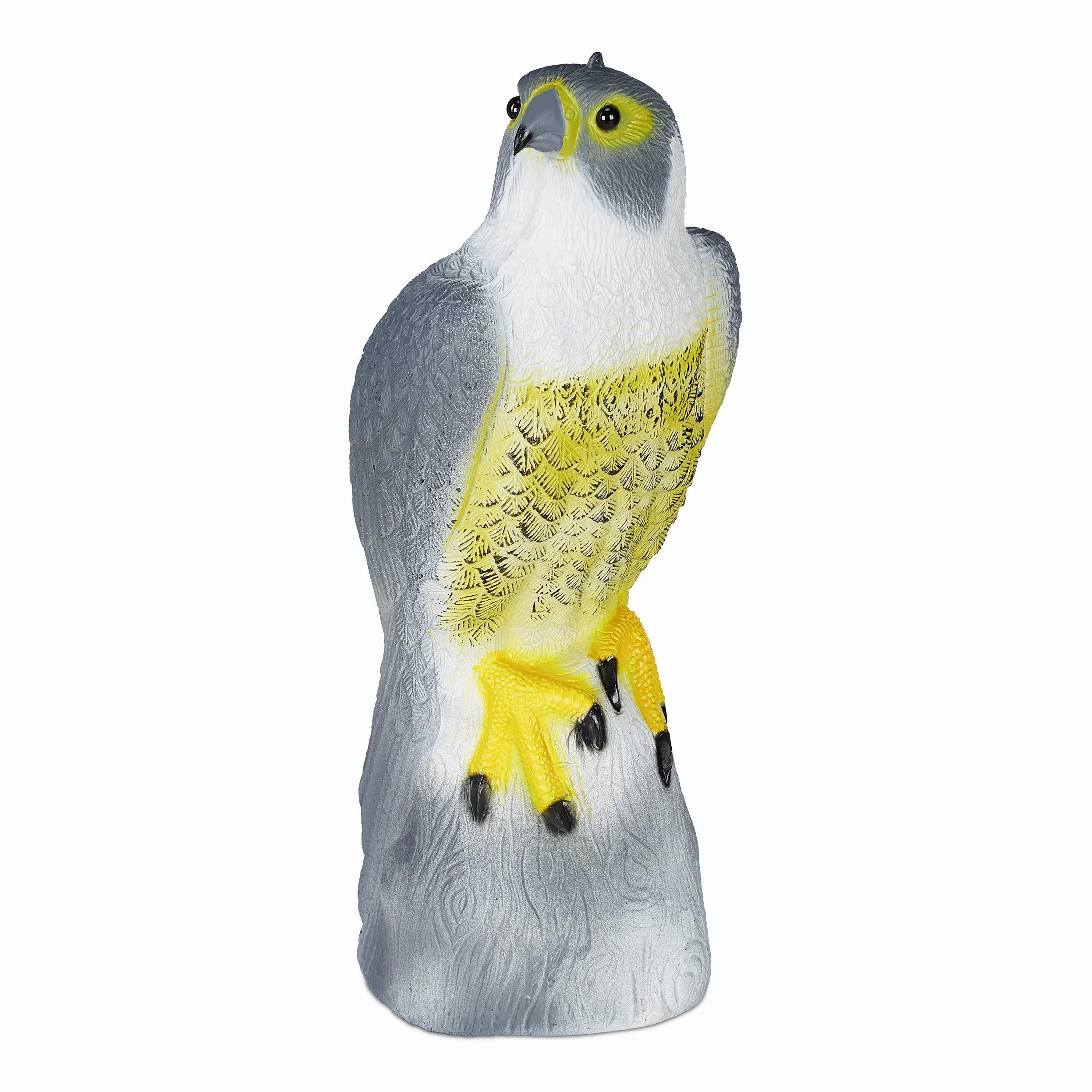 Relaxdays Falco Spaventapasseri, Seduto, da Poggiare o Appendere, Figura Deco, da Giardino, Balcone, Terrazzo, Grigio