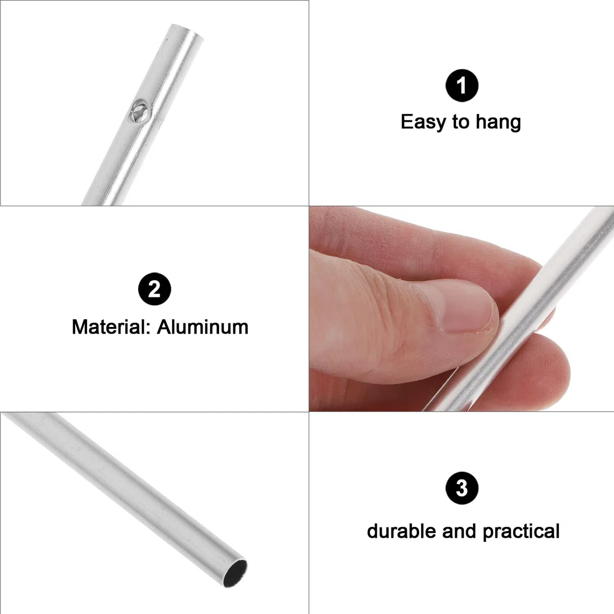 Tubi per Campanelli Eolici in Alluminio Argento 60 Pezzi Tubo Cavo di 6 Mm Facile da Appendere per Decorare Qualsiasi Luogo e Porta Posteriore