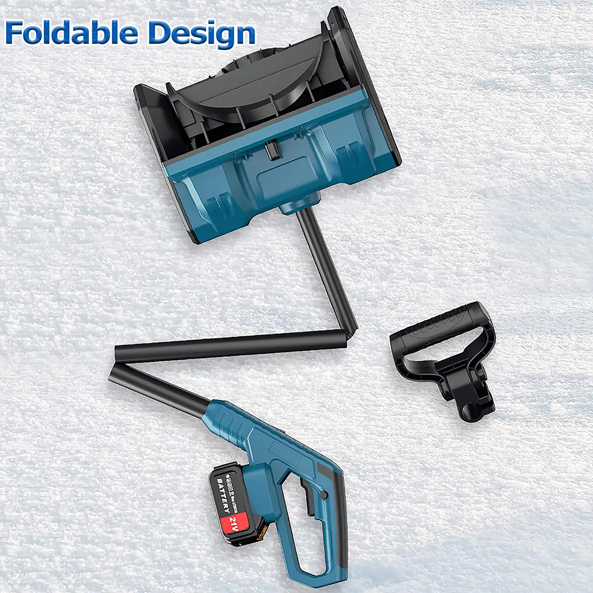 Spazzaneve senza fili, spazzaneve elettrico da 650 W, spazzaneve pieghevole 33000 giri/min, larghezza di pulizia 30 cm, distanza di lancio di 8 m e interruttore di sicurezza, pala da neve per