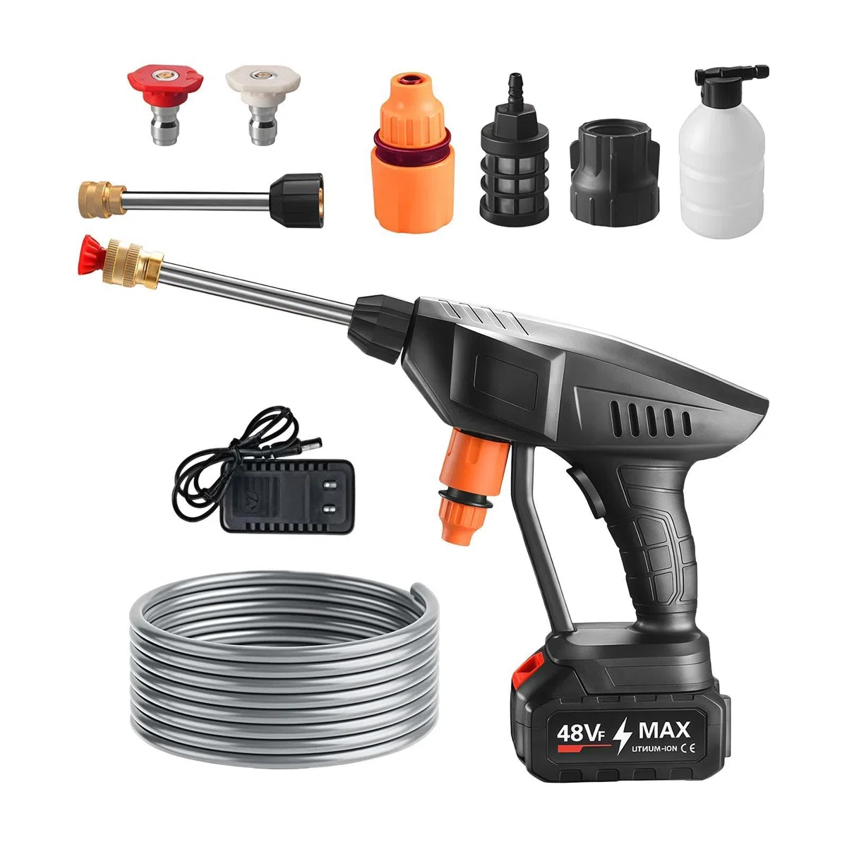 Idropulitrice Elettrica Tubo in Acciaio da 5 m | Lavatrice a Pressione per Auto Interni Esterni Casa Balcone Cortile Patio Recinzione Veicolo Bici Barbecue