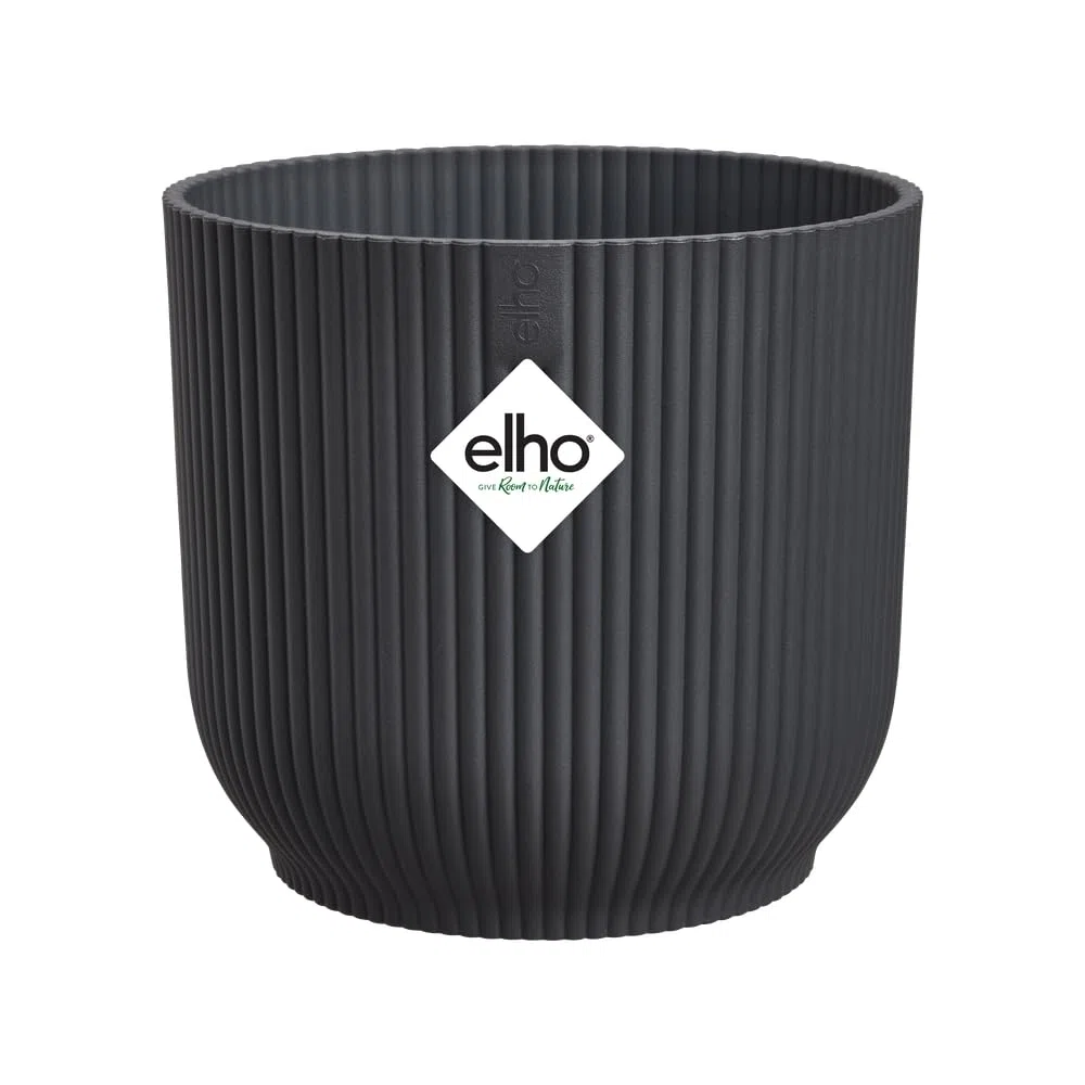 Elho vibes fold round 47cm vaso da fiori - Anthracite | Ø 47 x Alt. 43.6 cm | Adatto per interni | Plastica riciclata al 100%