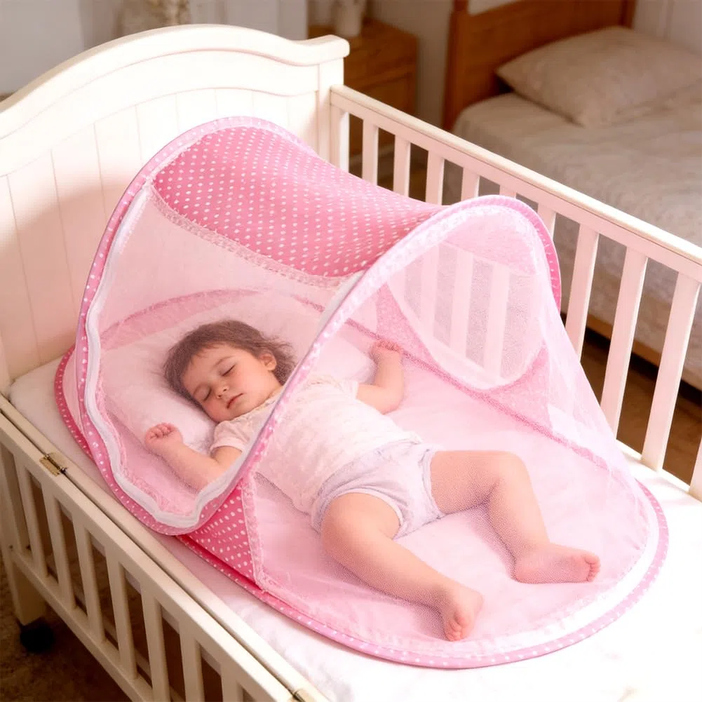 Zanzariera Pieghevole,Tenda Antizanzare Portatile, Zanzariera Viaggio, Durevole Zanzarieras con Cerniera, Facile Installazione, Leggero e Traspirante, Adatta alla Famiglia Viaggi All'Aperto Pink