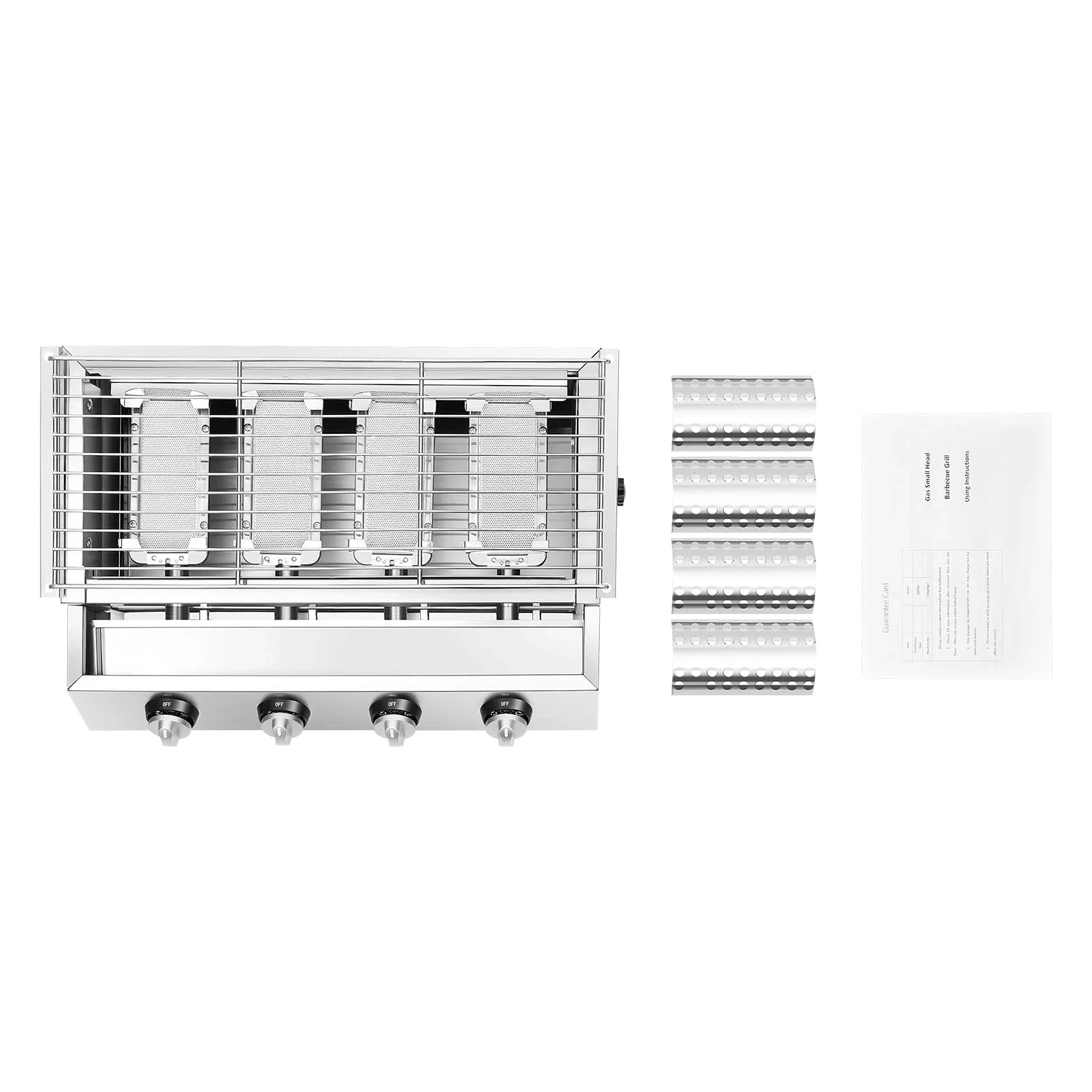 Barbecue a gas da tavolo per esterni, 4 fuochi senza fumo, in acciaio inox a infrarossi, ceramica, calore uniforme, riscaldamento rapido, balcone, giardino, terrazza, campeggio, 58 x 40 x 20 cm