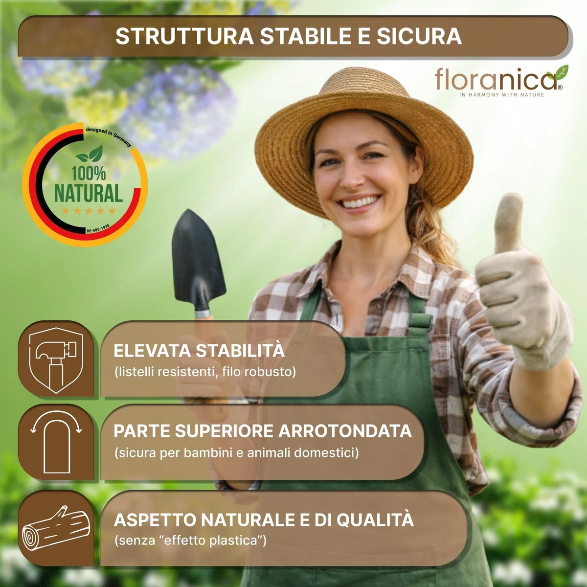 Floranica Bordura per prato 40 x 100 cm Grigio scuro Bordura per aiuole flessibile Staccionata in legno da piantare per prato