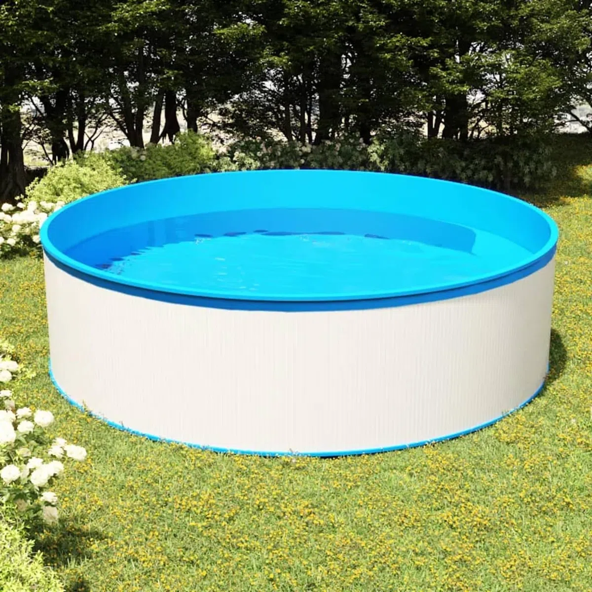 Homgoday Piscina Fuori Terra 350x90 cm Bianca, Mobili per Casa Interno Esterno Soggiorno Camera da Letto