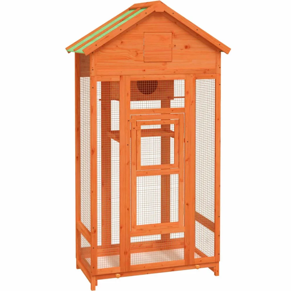 vidaXL Casetta per Uccelli Marrone 91,5x53x170 cm Legno Massello Pino