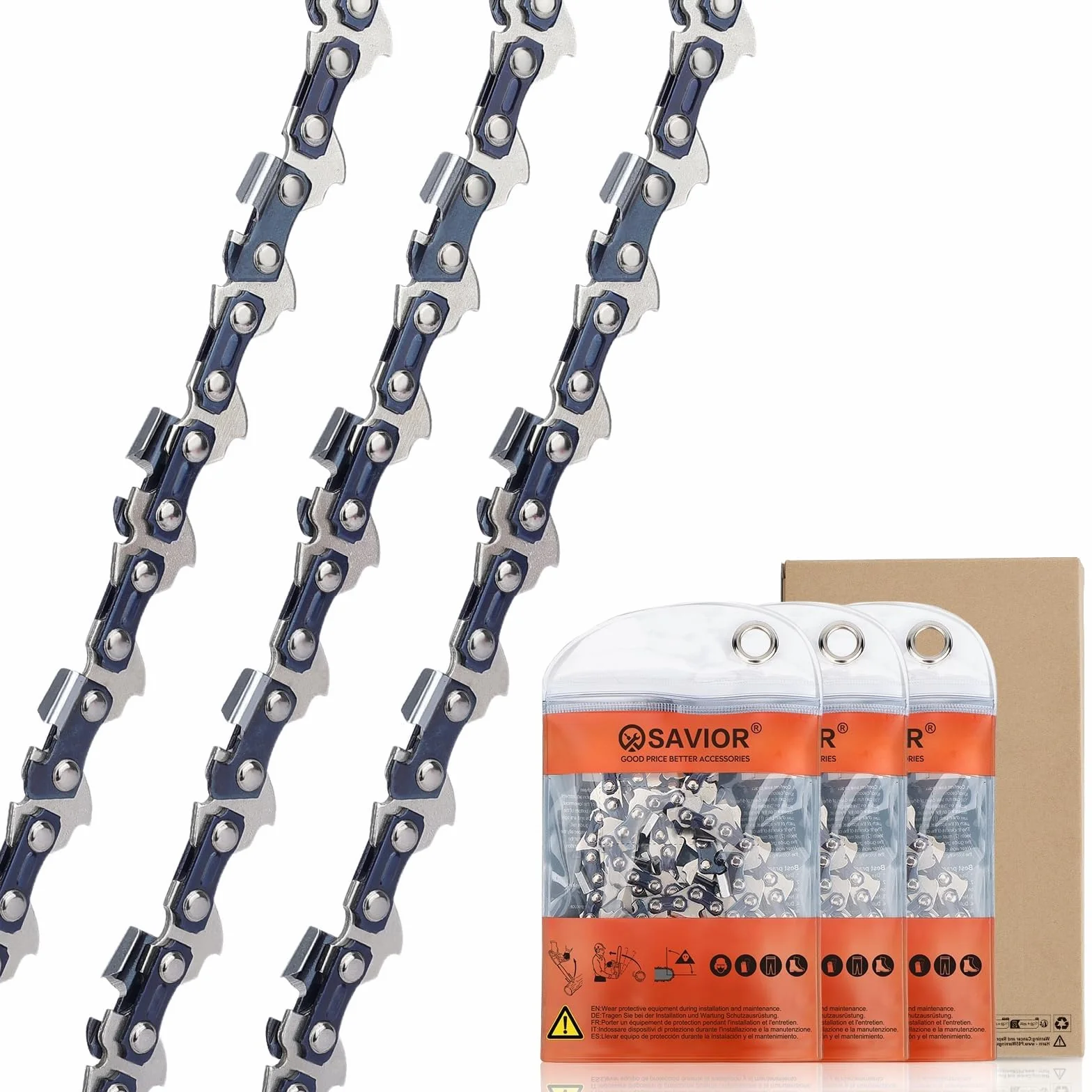 Savior 3 x Catene per Motosega Adatte a Barre da 30 cm 1.1 mm 3/8"LP 44 Maglie, compatibili con MS170 MSE170C MS192T MS194T, 3610 000 0044