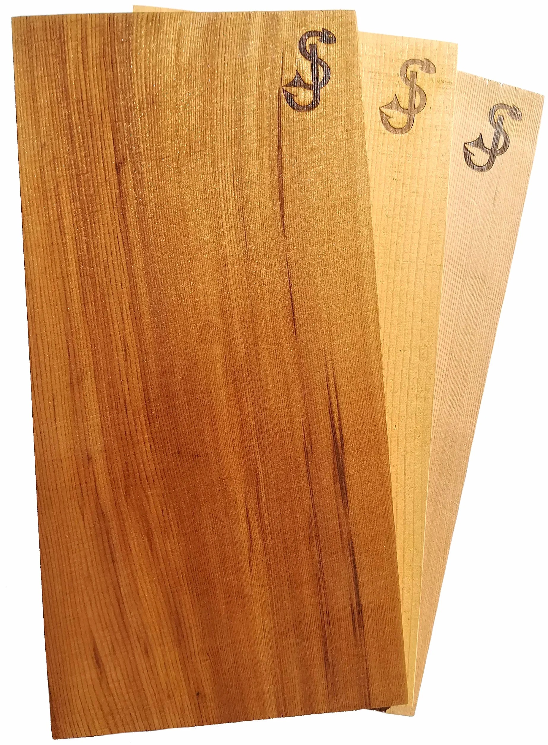 Legno di cedro Rosso di SJ. Tavole da affumicatura SJ realizzate in Puro Legno di cedro. Set di 3 taglieri in cedro Rosso per Grigliare. Legno aromatico Naturale al 100%. Taglieri affumicatori/Grill