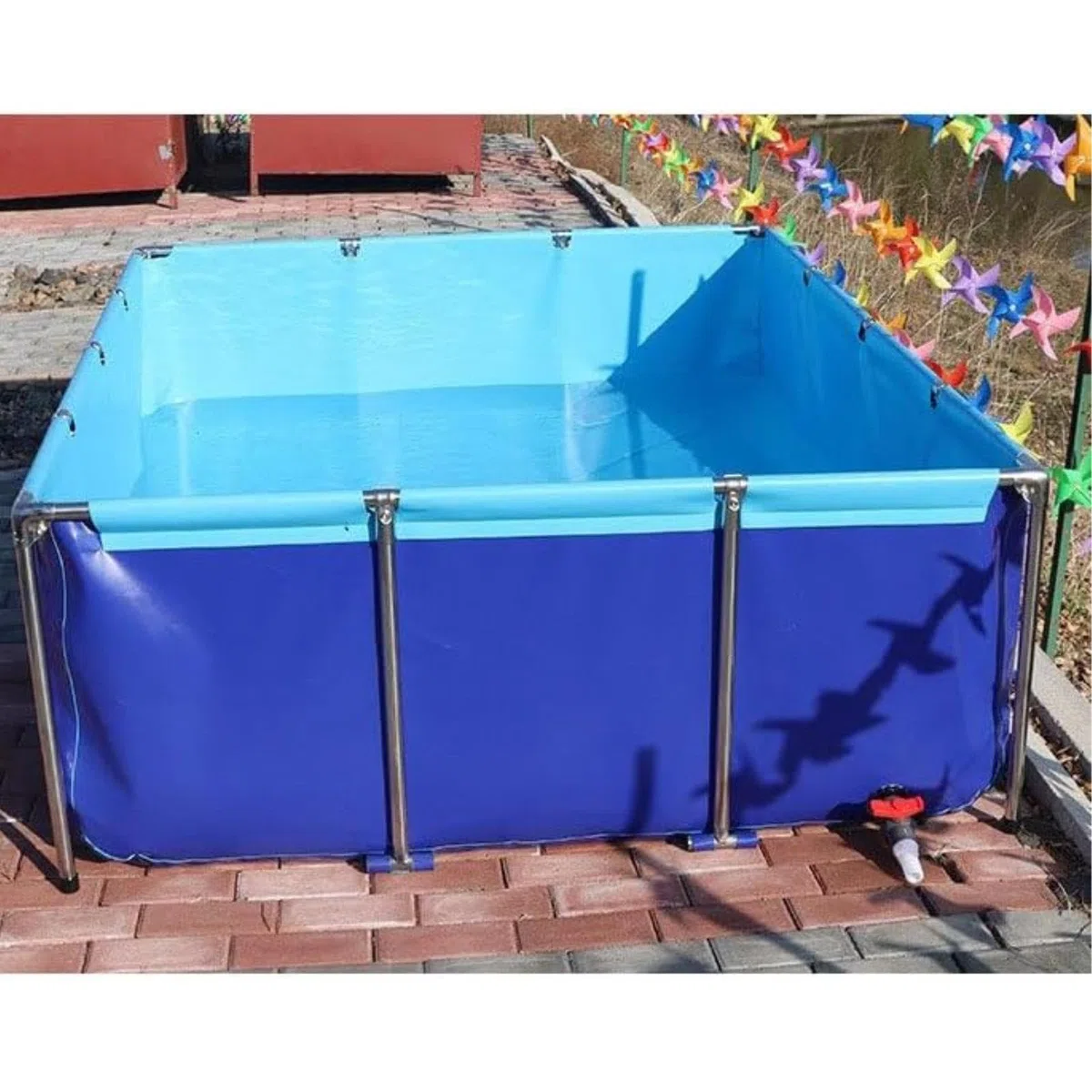 Piscina da esterno con struttura in acciaio con finestra trasparente per laghetto per Koi e pesci, perfetta per giardino e patio, facile da installare, ideale per divertimento in famiglia