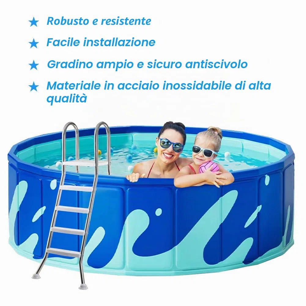 BOTOWI 135cm robusta scala per piscina in acciaio inossidabile fuori terra a doppio lato 4 gradini fuori terra gradini per piscina fuori terra scala antiscivolo impieghi gravosi,53 inch