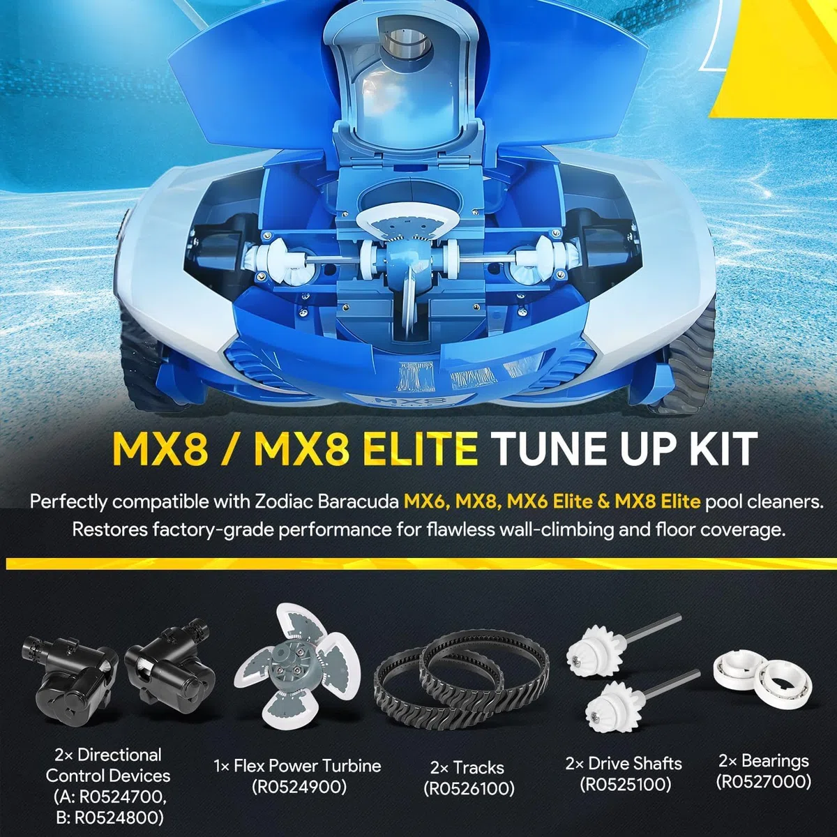 Kit di manutenzione completo R0796200 per pulizia piscina Zodiac Baracuda MX8, MX6, MX8 EL e MX6EL (pezzi di ricambio) compatibile con R0524900, R0526100, R0527000, R0525100, R0524700 e R05248