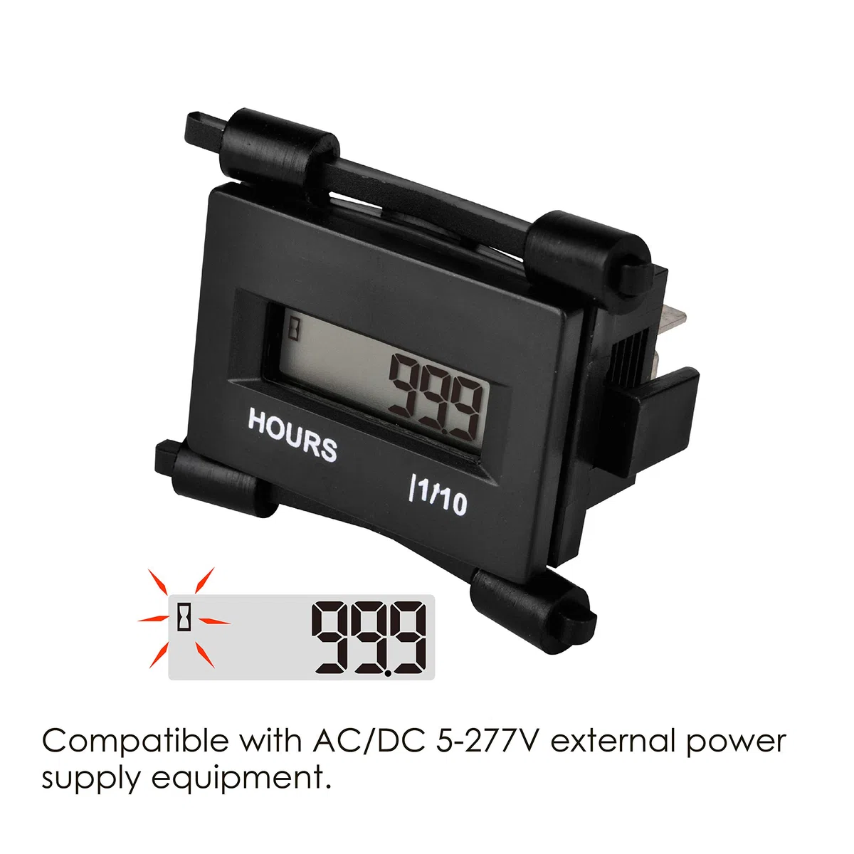 Jayron AC/DC 8V a 60V Digital LCD Contaore Gauge Snap-in Conta ore Staffa per Tosaerba Club Autolavaggio Compressore Motore ATV per Barche e Apparecchiature Alimentate a Gas