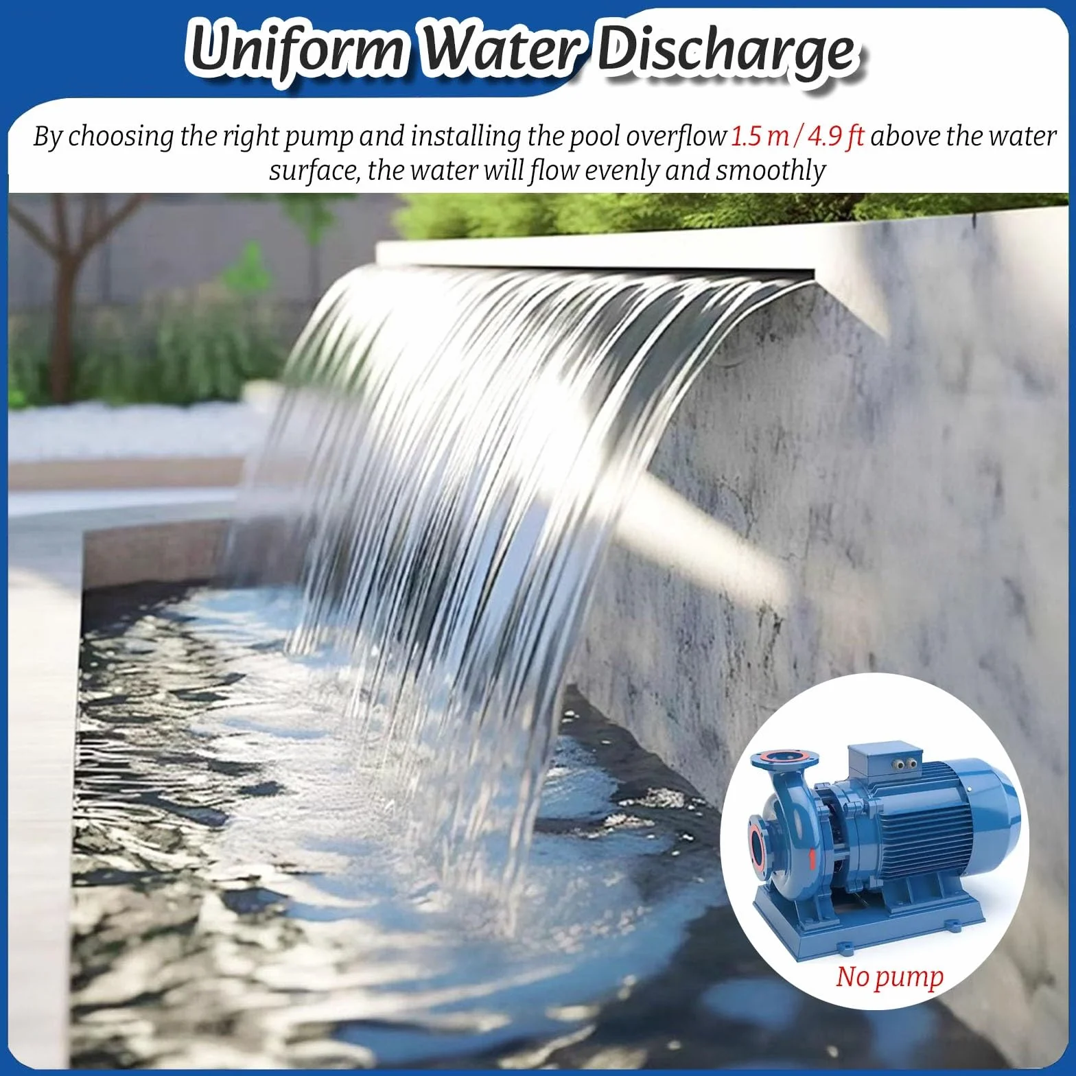 Fontana da parete in acciaio inox da 91,4 cm con cascata – Elegante fontana da esterno per giardino, patio, spa, balcone e stagni per pesci, design moderno con uscita spray