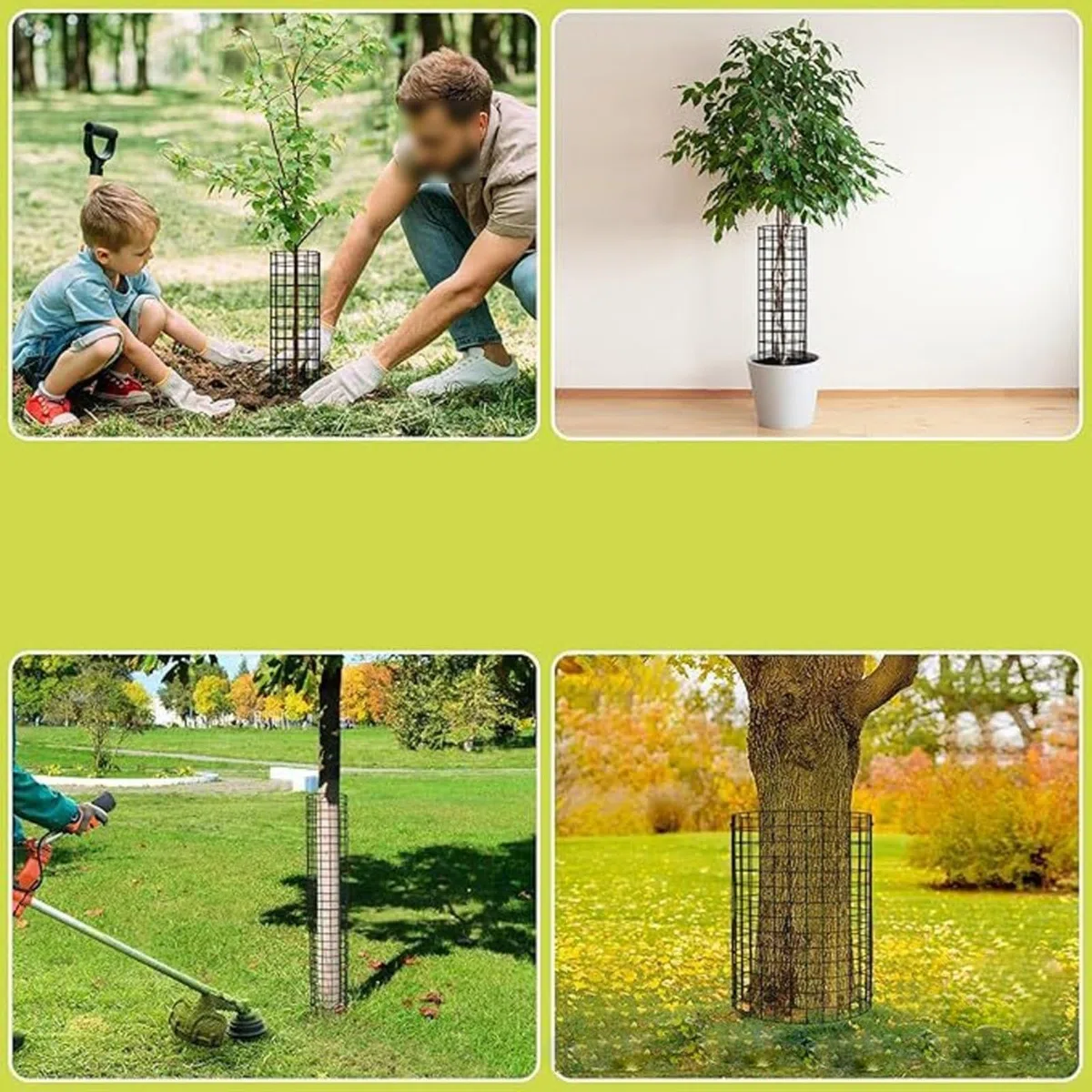 Copertura per tronco di albero in metallo, confezione da 12 protezioni per piante con rete, fascette e chiodi da terra per la protezione degli animali e la sicurezza delle attrezzature da giardino