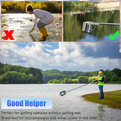 Kit di campionamento dell'acqua, con asta telescopica e bicchiere a doppia scala, per test ambientali in laghi, fiumi, stagni e oceani, ideale per ricerca e analisi della qualità dell'acqua