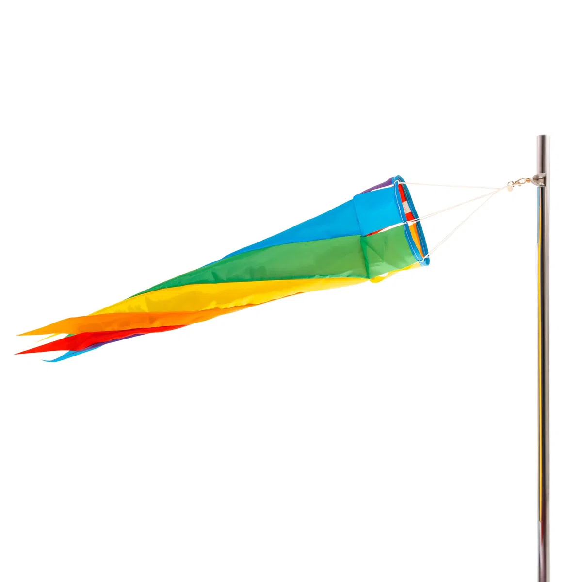 PHENO FLAGS Manica a vento arcobaleno, 95 cm - decorazione colorata per esterni da giardino - bandiera a vento per l'asta della bandiera, campanelli eolici e maniche a vento