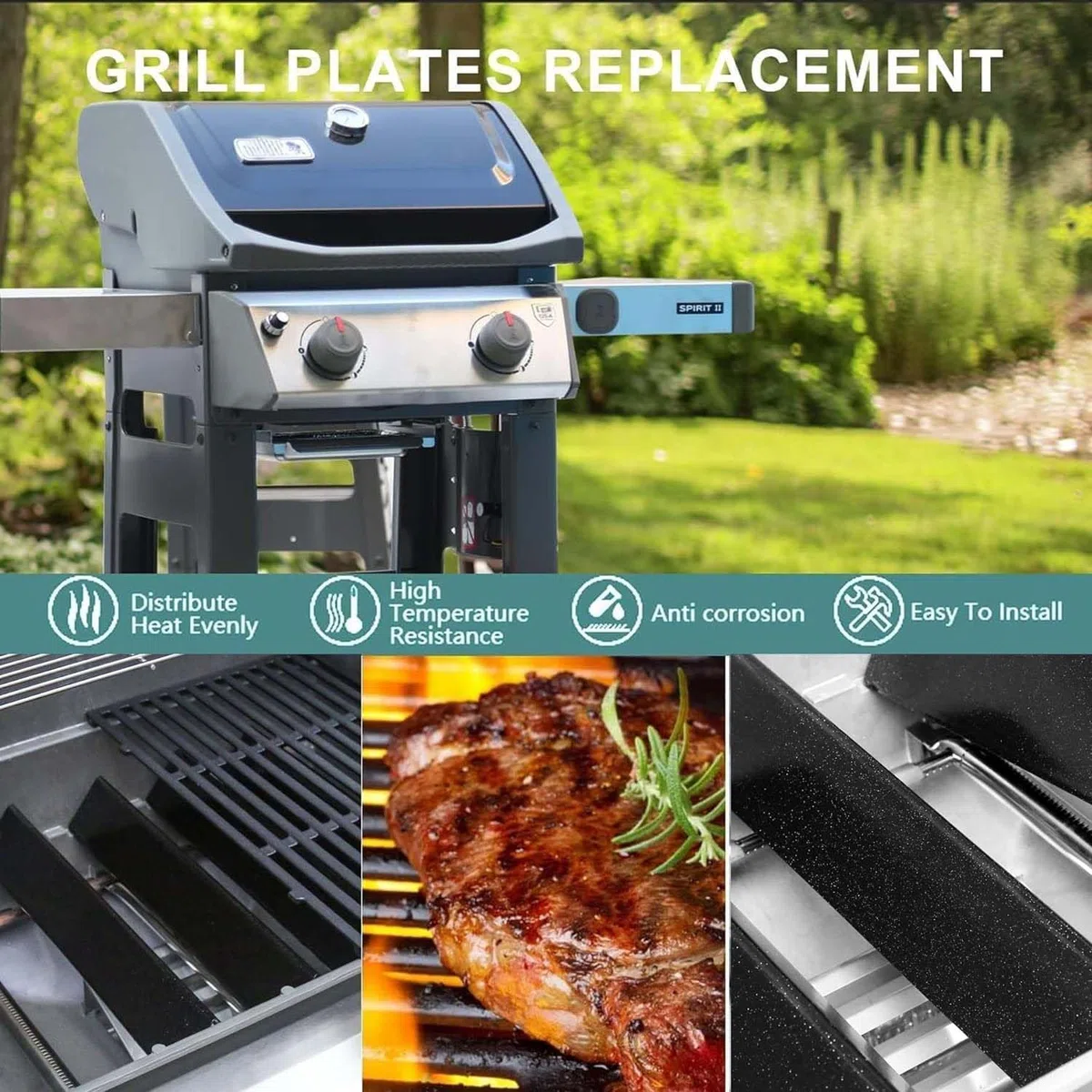7635 Barre Flavorizer per Weber Spirit I & II Series 200, Spirit E210, S210, E220, S220 (con Pulsanti del bruciatore Anteriore), 38,9 cm