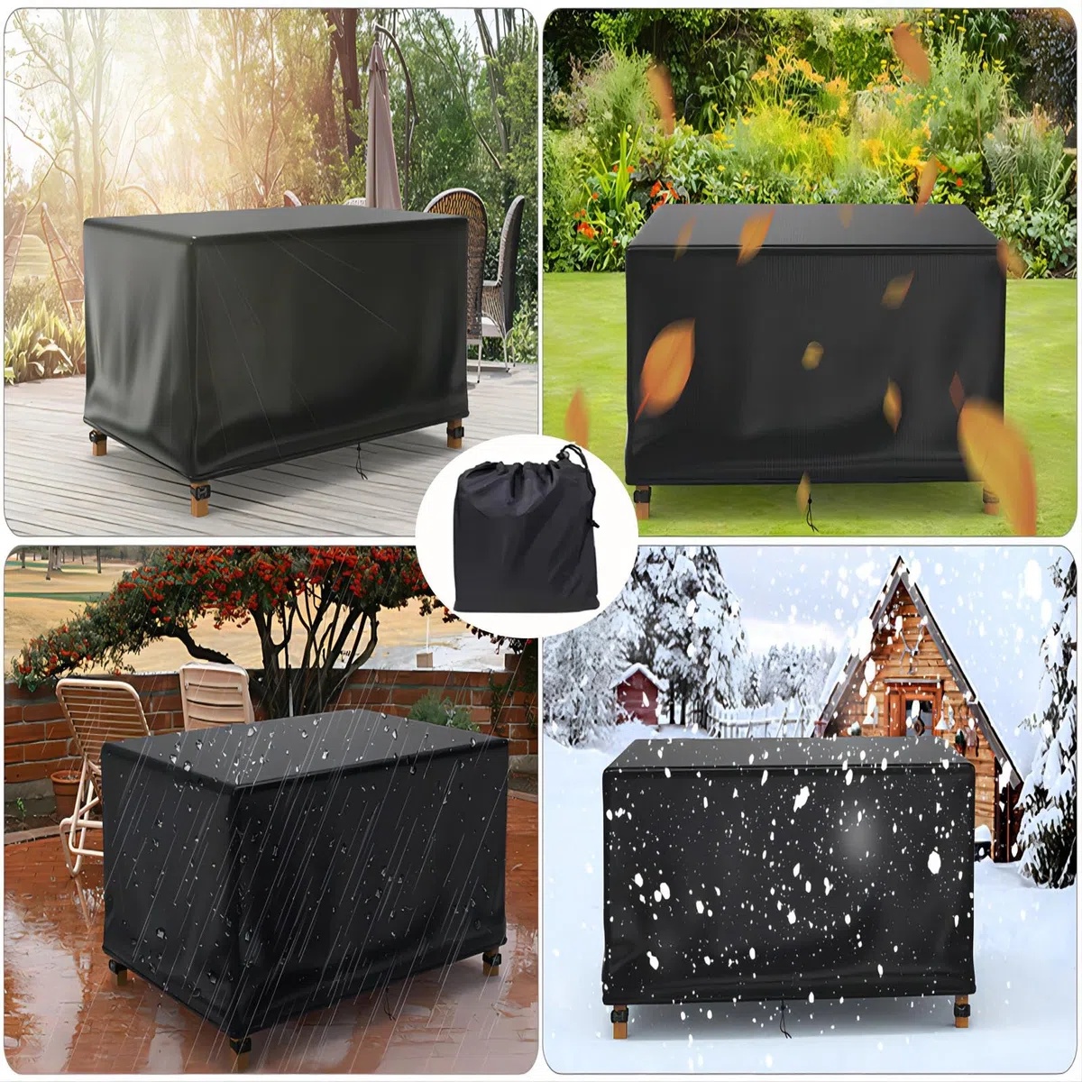 Copridivano da Esterno Impermeabile, 120x50x80cm Nero 420D Oxford Coperture per Mobili da Giardino, Copertura Tavolo Esterno Telo Copertura per Giardino, Anti-UV Telo Copri Divano da Giardino