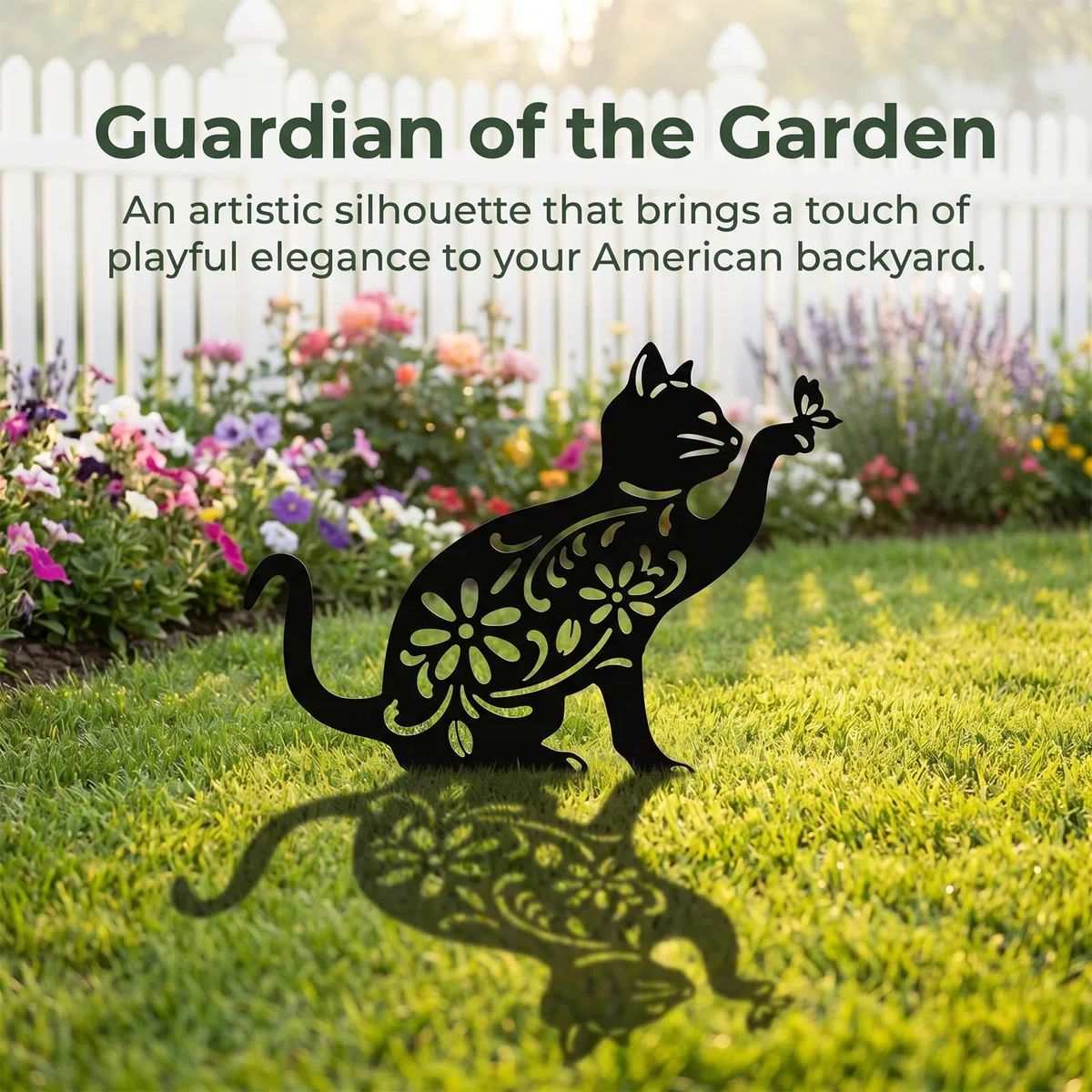 Ornamenti da giardino in metallo, statua a forma di gatto in metallo, decorazione da giardino ornamentale per decorazione
