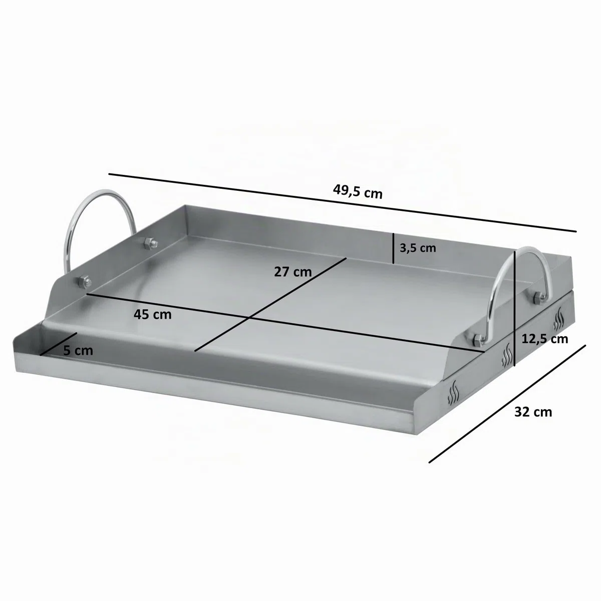BBQ-Toro, piastra universale in acciaio inox per grill, piastra per BBQ, rettangolare