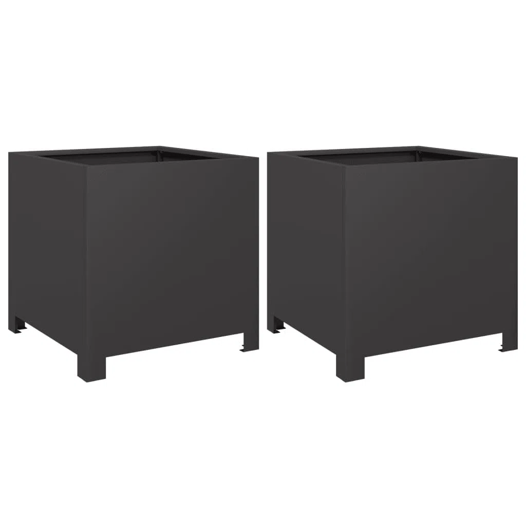 Set di 2 fioriere da 40 x 40 x 40 cm, in acciaio, quadrate, per giardino, balcone e terrazza, robusto vaso in metallo per piante, fiori ed erbe aromatiche