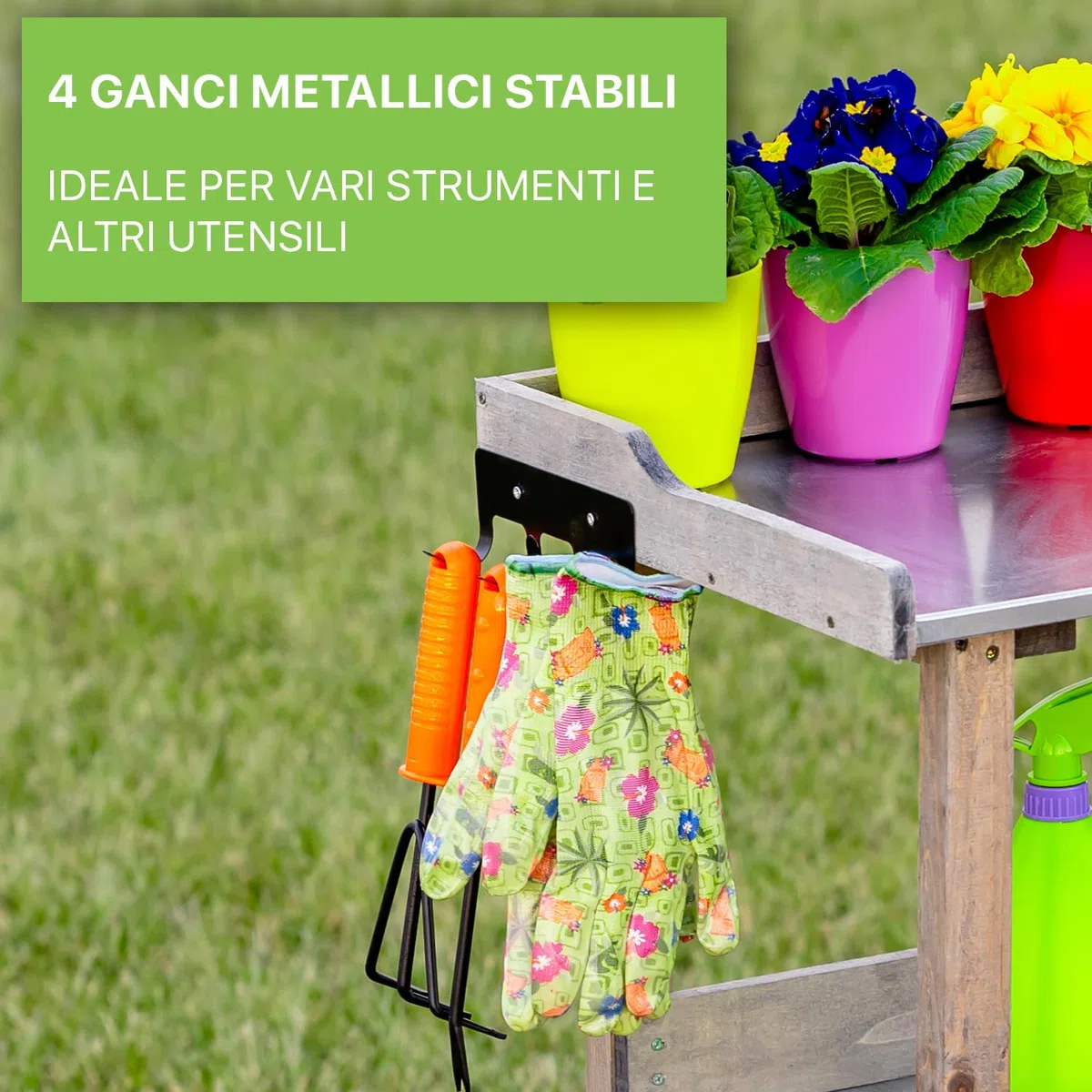 ITA Banco da giardinaggio - Tavolo da lavoro con piano in lamiera zincata - Resistente alle intemperie - Made in EU - Direttamente dal produttore - Certificato FSC - 76x38x89 cm Marrone