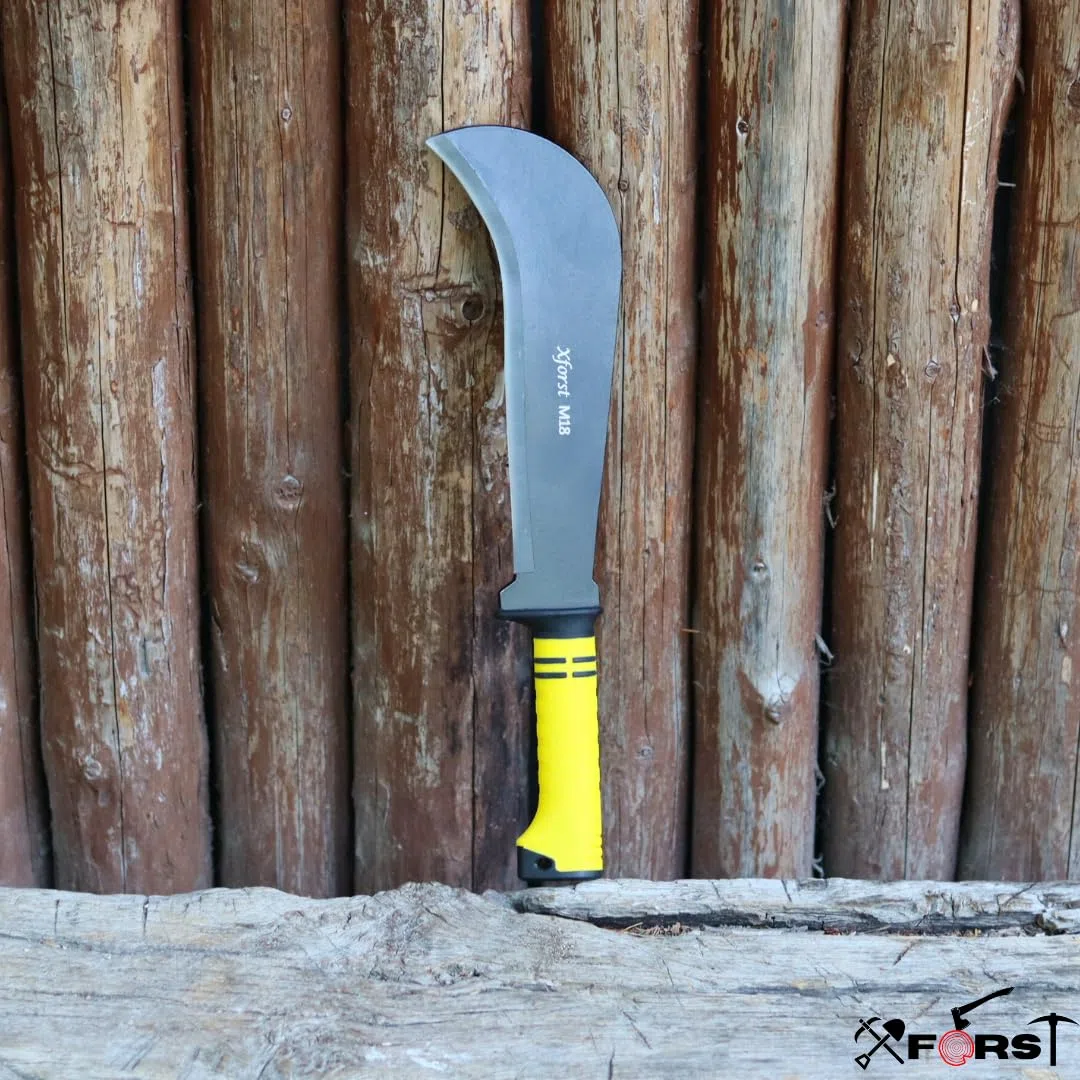 Xforst Roncola Falci Ronca Lama Multifunzione, Mini Pietra per Affilare e Borsa da Trasporto X-M18 - Gertel Gertl Hippe Falce con Manico Antiscivolo in Fibra di Vetro