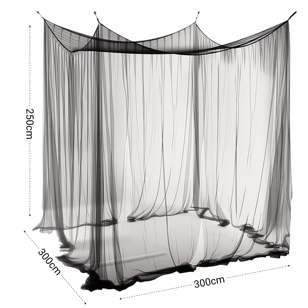 Zanzariera XXL 300x300x250 cm, Tenda Zanzariera da Esterno per Gazebo 3x3, Rete a Maglia Fine per Giardino, Terrazza e Campeggio, Nero