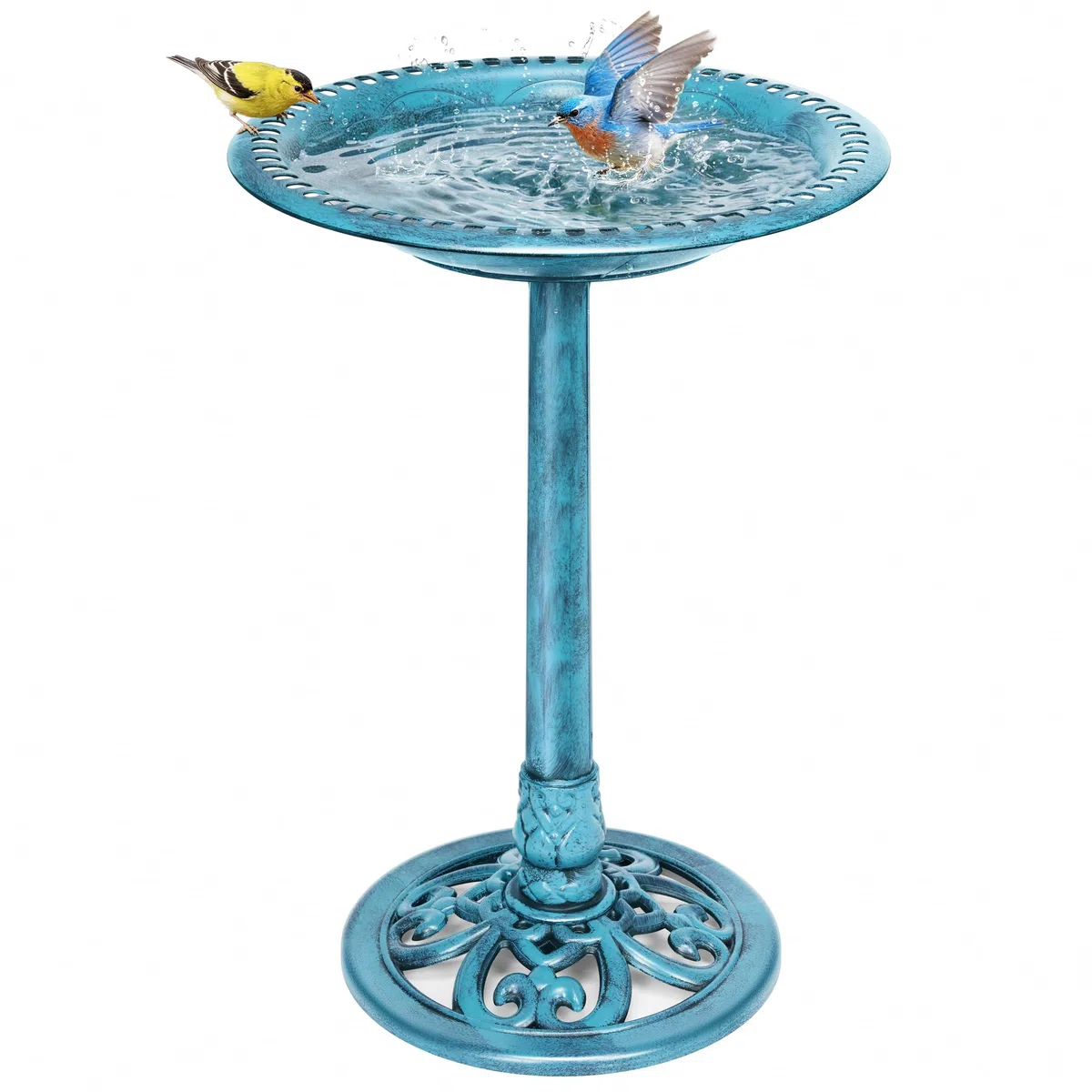 VIVOHOME Abbeveratoio per Giardino 71cm Altezza Poliresina Leggero Antico Plastica Resina da Terra Esterno Ciotola d'Acqua per Uccelli