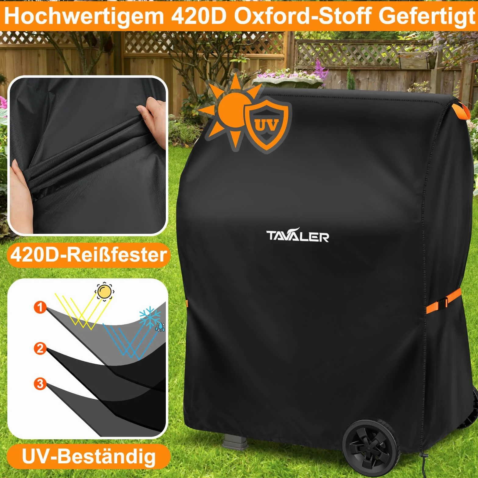 Tavaler Copertura per barbecue, resistente alle intemperie, 90 x 70 x 110 cm, in tessuto Oxford 420D, copertura per barbecue a gas, per Weber, Enders, Char Broil