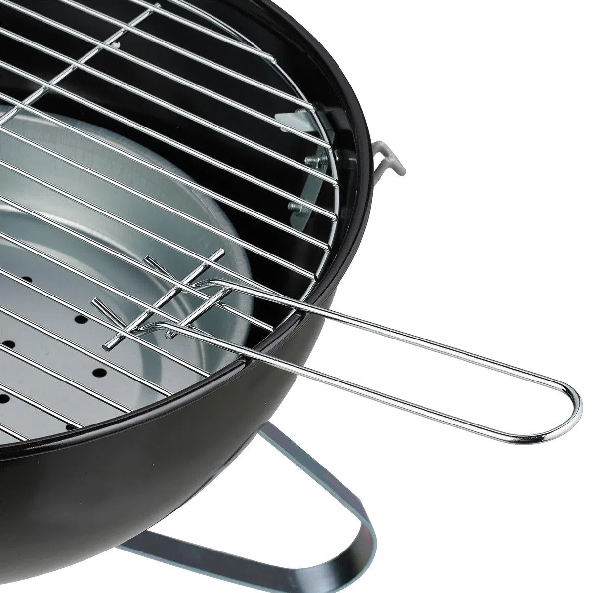 Relaxdays Barbecue a Carbonella Portatile, Ø 37 cm, Grill a Carbone con Coperchio, Esterno, Giardino e Campeggio, Nero