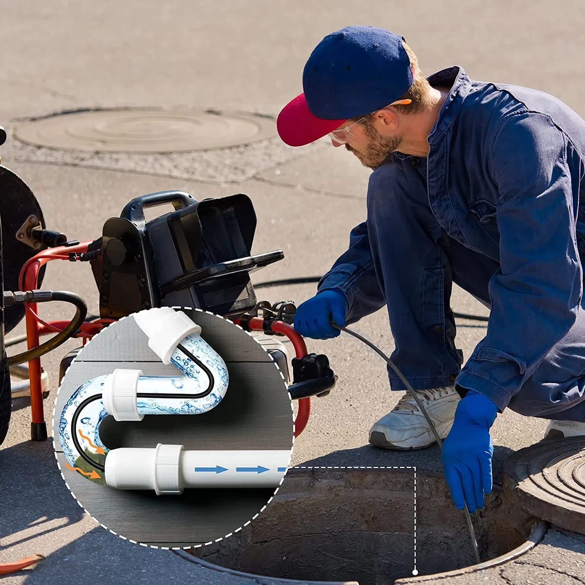 Monave 10m Sonda Sturatubi Compatible con Karcher/Lavor/Bosch Idropulitrice, Tubo Idropulitrice Per K2 K3 K4K5 K7 Accessori Idropulitrice 180Bar 60C°