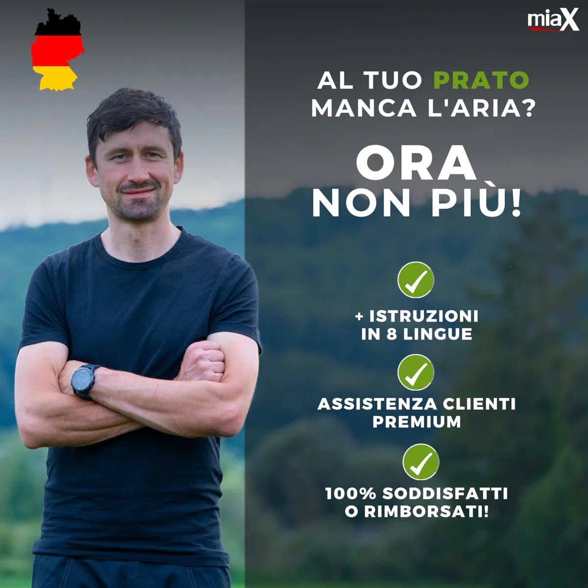 miaX Scarpe Professionali per aerazione del Prato garantite Antiscivolo - Migliore qualità - ottimizzate per Un Prato Perfetto - Scarpe a massetto con Tacco rialzato per Una Tenuta sicura