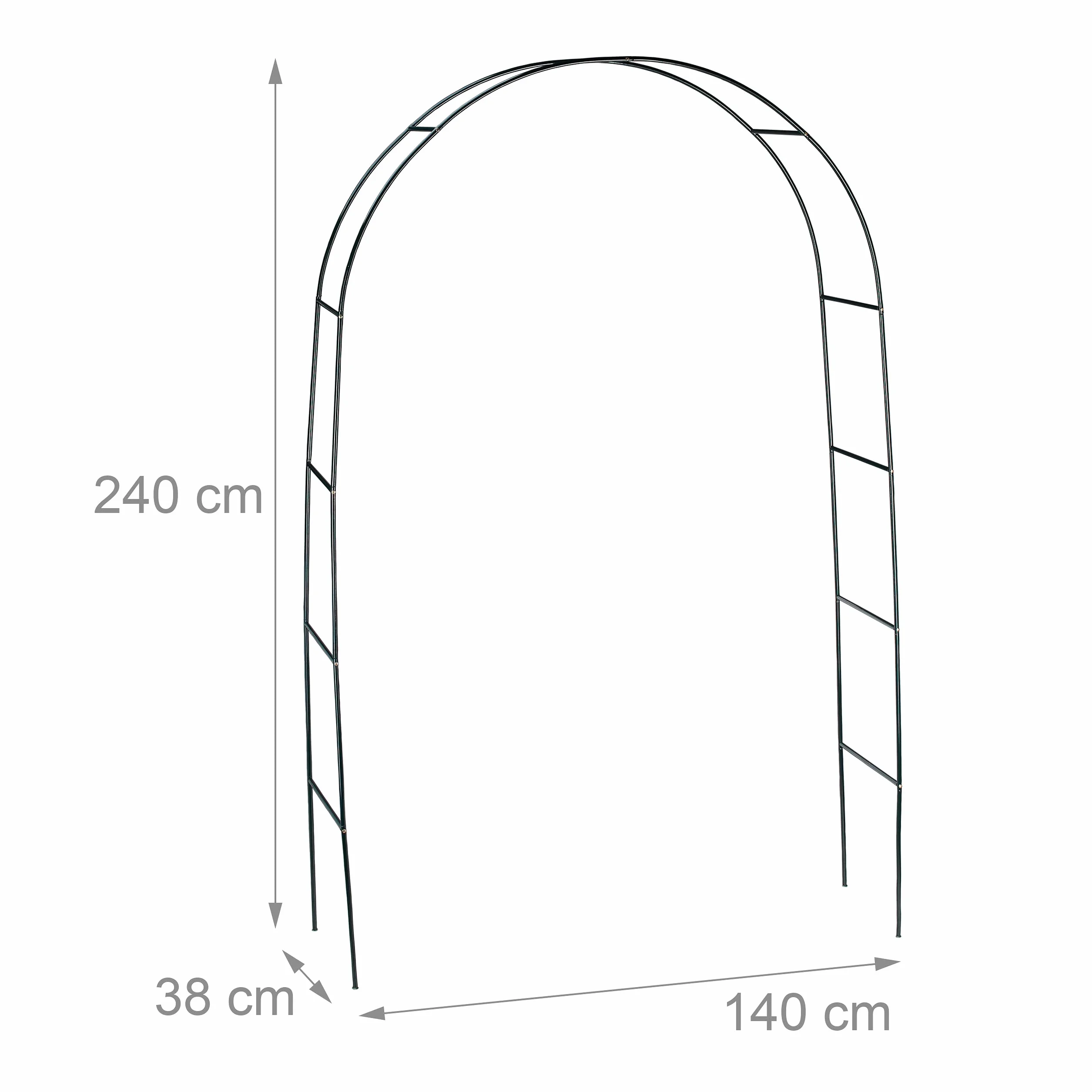 Relaxdays Arco per Rose, Rampicanti, Decorazione da Giardino, Sostegno per Piante, Supporto in Metallo, 240 cm, Verde