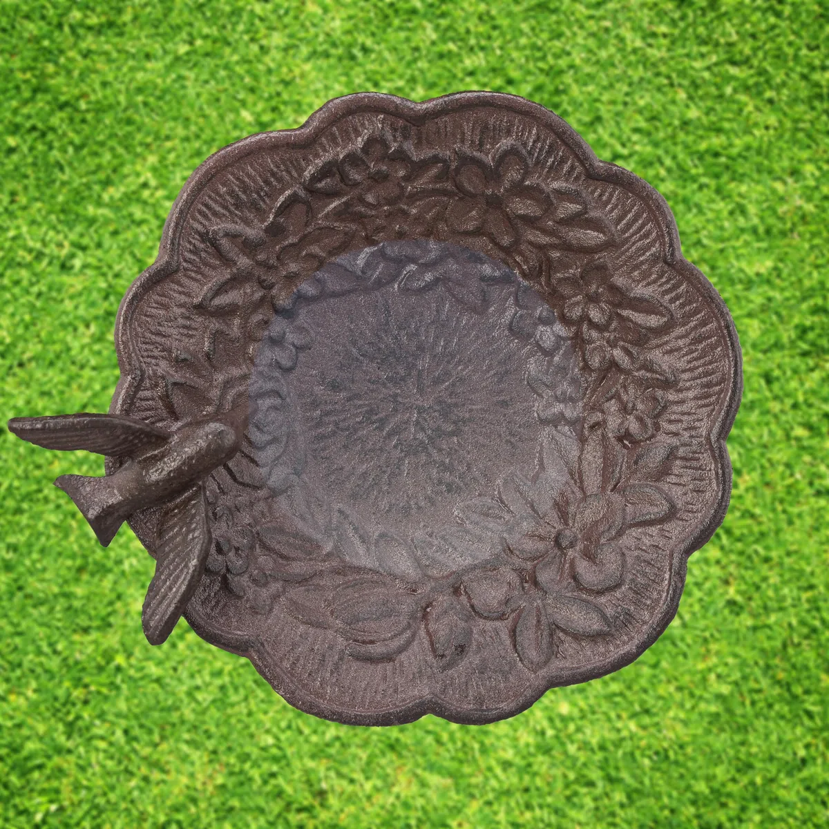 Relaxdays Fontana per Uccelli a Colonna, Decorazione da Giardino, Mangiatoia, per Uccelli Selvatici, H40 cm, Marrone