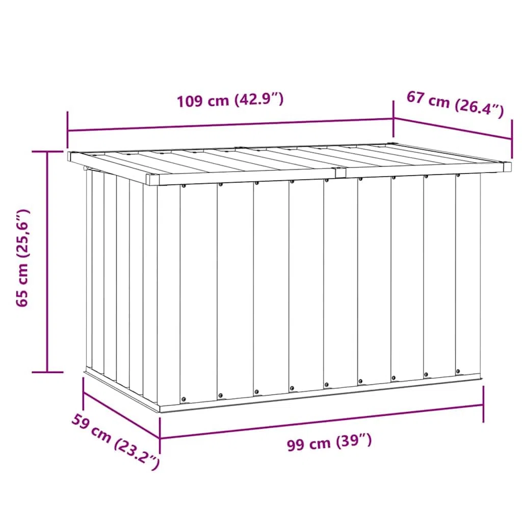 Générique Cassapanca giardino grigio 109 x 67 x 65 cm, scatola portaoggetti esterna in acciaio zincato per cuscini, cuscini e coperte, design senza tempo per terrazza e giardino.