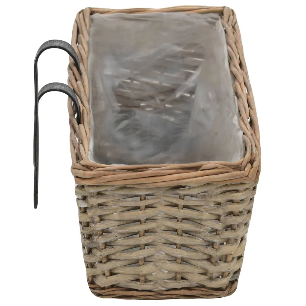 vidaXL 2X Fioriere da Balcone Vaso Giardino Giardinaggio Porta Fiori Cachepot Portavaso Fiori Giardiniera 80x20x15 cm in Vimini con Rivestimento PE