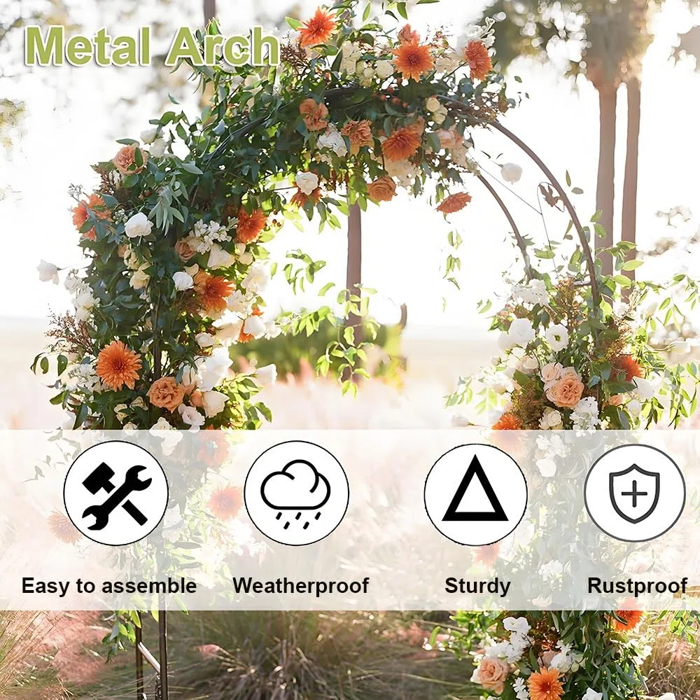 Arco da giardino in metallo, traliccio per piante rampicanti, supporto per glicine, pergola robusta per prato, decorazione per matrimoni, 140-280 cm, bianco, decorazione per esterni durevole