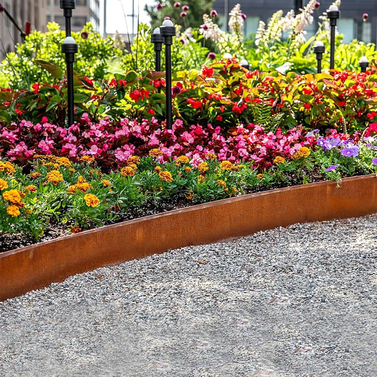 Bordo Per Prato In Acciaio Corten, 10m(L) X14cm(H) Bordatura Per Aiuole In Metallo, Bordo per Aiuole Con Ruggine, Facile da Montare, Bordo per Aiuole, Sentieri da Giardino, Con 1 Paio di Guanti