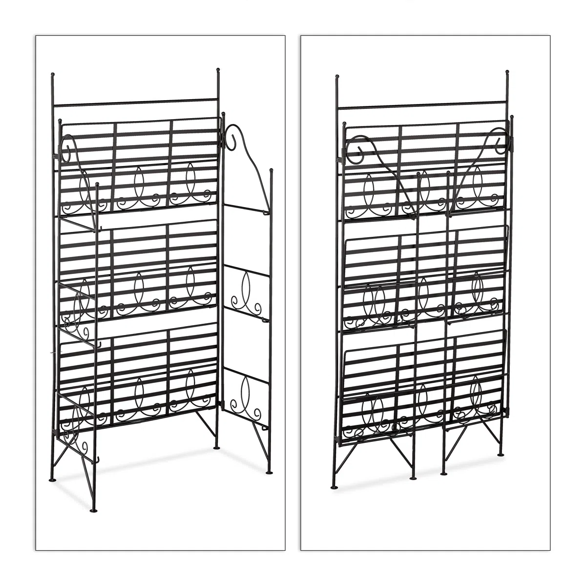 Relaxdays Scaffale Porta Piante, 3 Ripiani, per Interni ed Esterni, Metallo, Fioriera Vintage, HxLxP: 100x50x25 cm, Nero