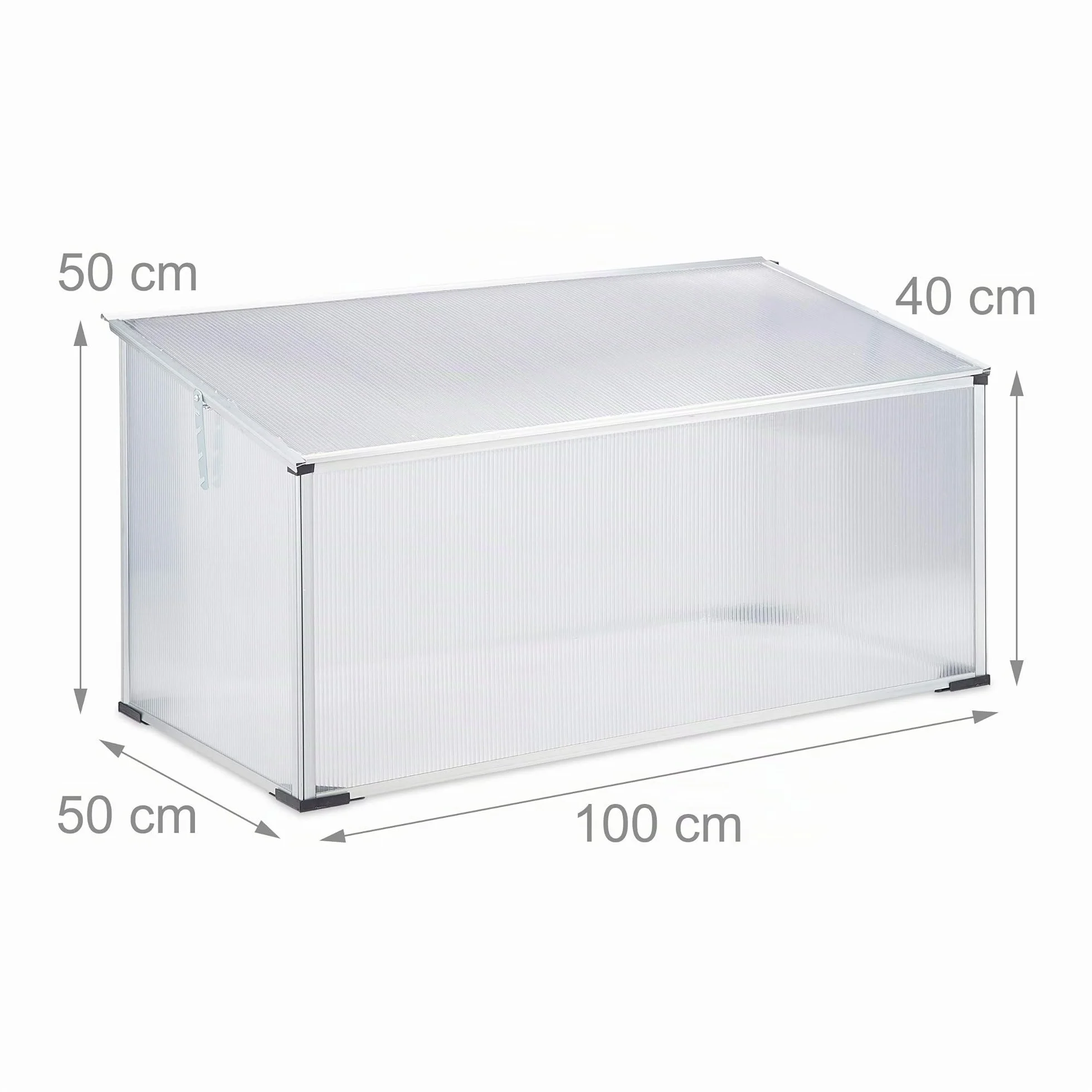 Relaxdays Mini Serra in Alluminio, Sistema in Incastro, Semi oscurante Protezione da Raggi UV, 100x50x50 cm, Trasparente