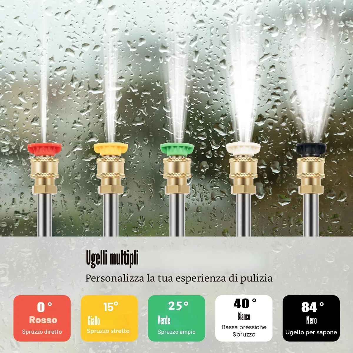 Idropulitrice Professionale a Benzina 190bar 7,5 CV Pressione di Lavoro Motore a Benzina Vapore 8m Tubo ad Alta Pressione 5 Ugelli Idropulitrice per Auto/Recinzioni/Giardini/Patii