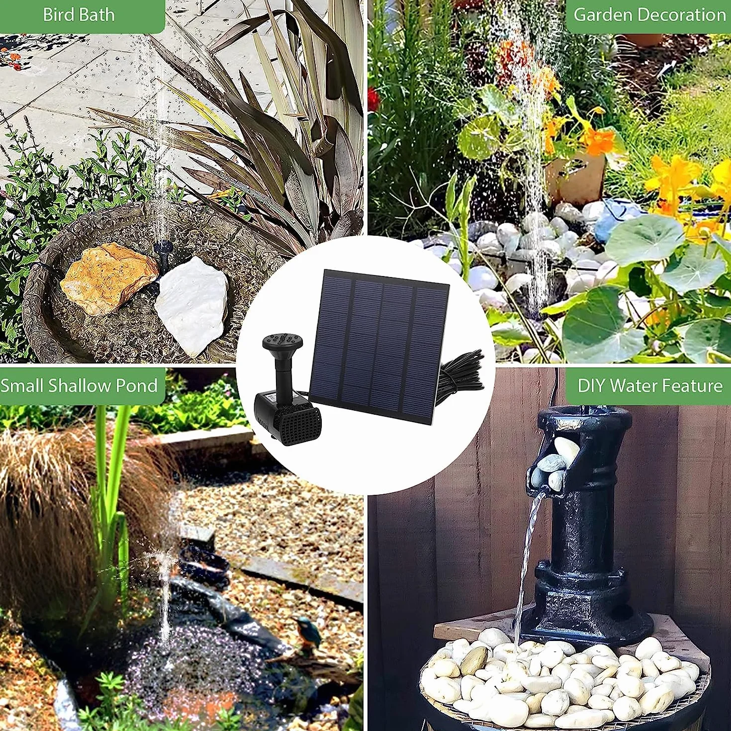 Pompa solare PET 9V 1,8W 200l/h acquario fontana stagno piscina giardino kit irrigazione